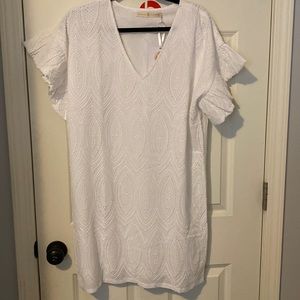 Marie Oliver White Andi Ruffle Eyelet Short Casual Dress